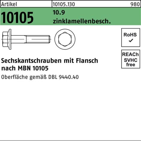 ART 10105 Sechskt.flanschschr. MBN 10105 10.9 M 16 x 1,5 x 120 flZnnc-L flZn S 25 Stk