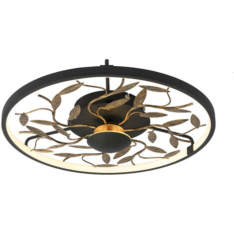 QAZQA Art Deco ceiling lamp black with gold 3-step dimmable - Bota