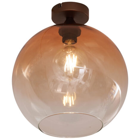 Art-Deco-Deckenleuchte Dunkelbronze mit braunem Glas - Sandra