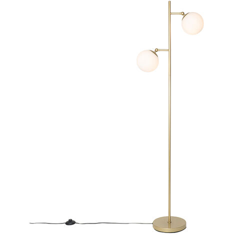 main image of "Art Deco floor lamp gold with frosted glass 2-light - Pallon"