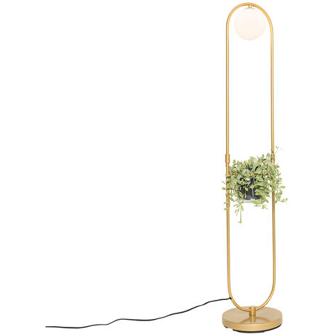 Art Deco Floor Lamp Gold with White Glass - Isabella