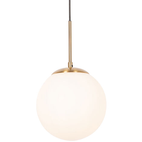 Art-Deco-Hängelampe Gold mit Opalglas - Flore