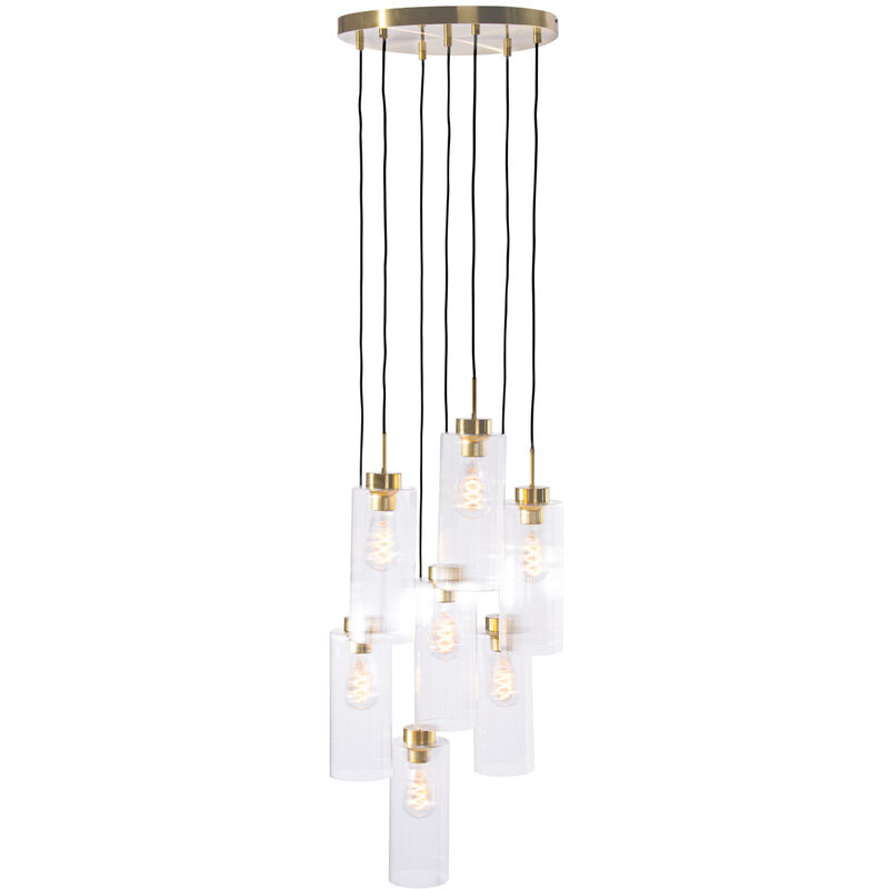 Qazqa Art-deco-hängelampe Gold Mit Glas 7-flammig - Laura