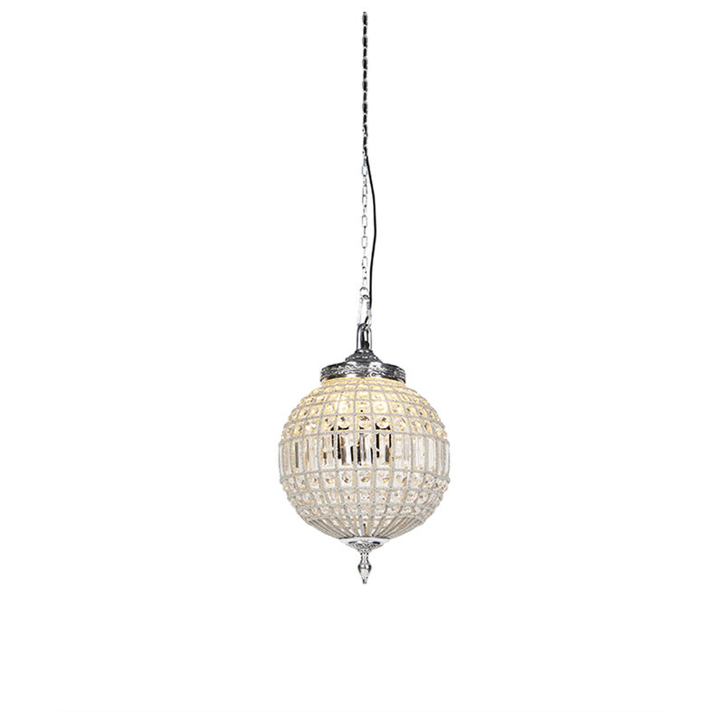 Art Deco hanging lamp crystal with silver 35 cm - Kasbah