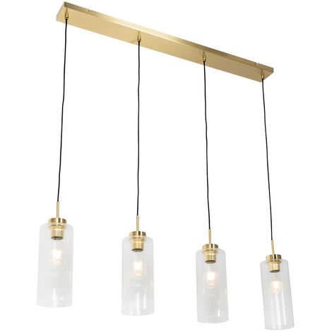 Art Deco Pendant Light Gold with Glass 4-Light - Laura