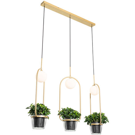 Art Deco Pendant Light Gold with White Glass 3-Light - Isabella
