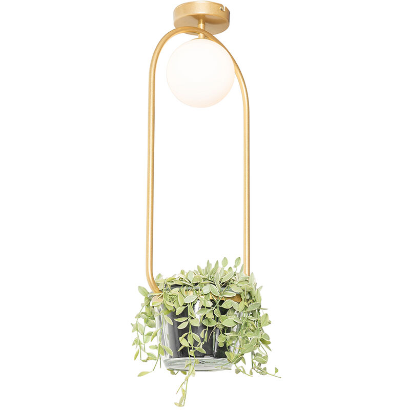 Qazqa Art Deco Ceiling Light Gold With White Glass - Isabella