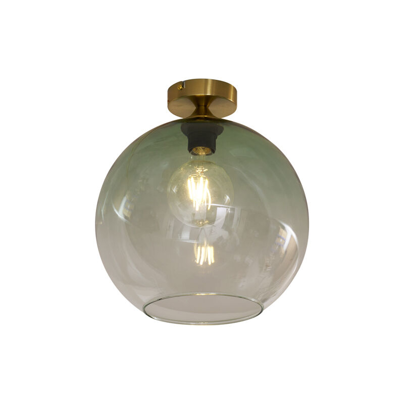 Qazqa Art Deco Ceiling Lamp Brass With Green Glass - Sandra