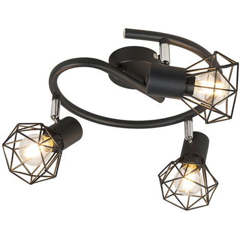 Art Deco Spotlight Black Swivel and Tiltable 3-Light - Mosh