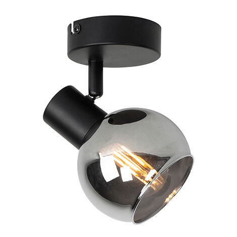 Art Deco Spotlight Black with Smoke Glass - Vidro