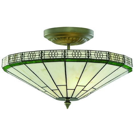 Art Deco Style Tiffany 2 Light Semi Flush Light By Washington Lighting