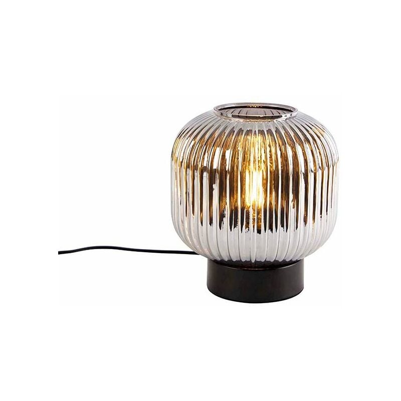 Qazqa - karel - Lampe de table - 1 lumière - ø 200 mm - Noir - Art Deco - éclairage intérieur - Salon i Chambre i Cuisine i Salle à manger