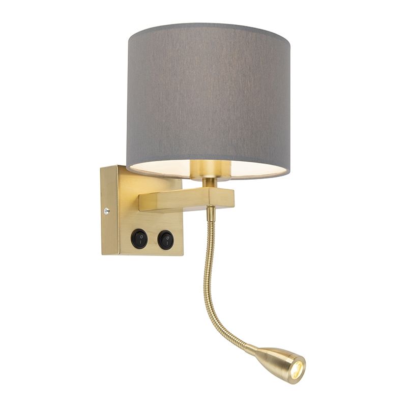 Qazqa - Art Deco Wall Lamp Gold with Grey Lampshade - Brescia