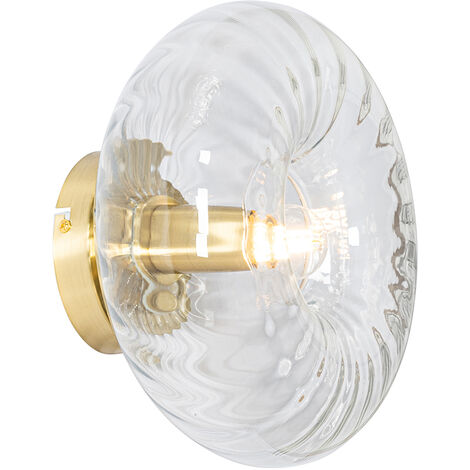 Art Deco Wall Light Gold with Glass - Ayesha