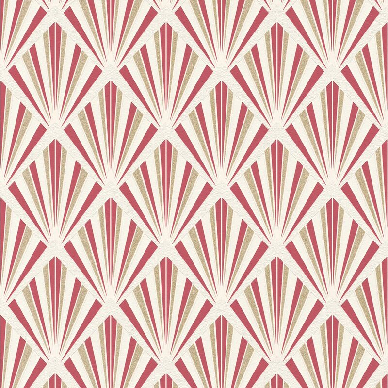 Art Deco Wallpaper Rasch Paste The Wall Textured Vinyl Red Gold Glitter