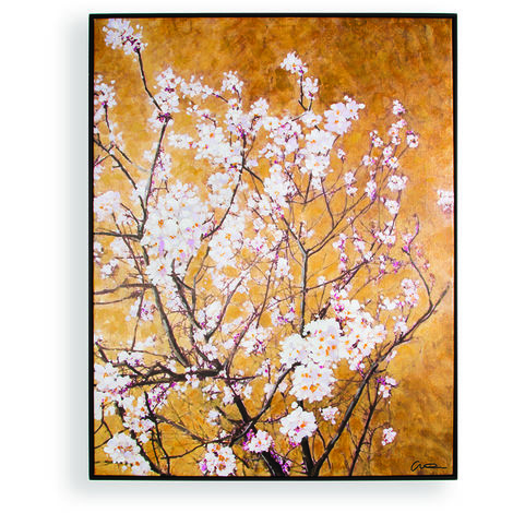 main image of "Art for the Home Oriental Blossom Hand Painted Framed Canvas Wall Art (Was £100)"