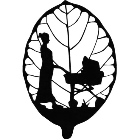 Art Metal Leaf Black Silhouette Ornaments Home Decor Handmade Figure Mother's Day Gift Modern Room Decoration