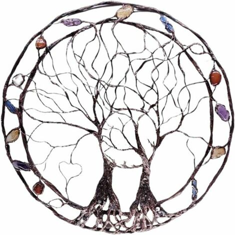 Art Mural en Métal Arbre De Vie,  Art De l'arbre De Vie Coloré Décoration Murale, Arbre De La Vie Mural en Métal, 25CM