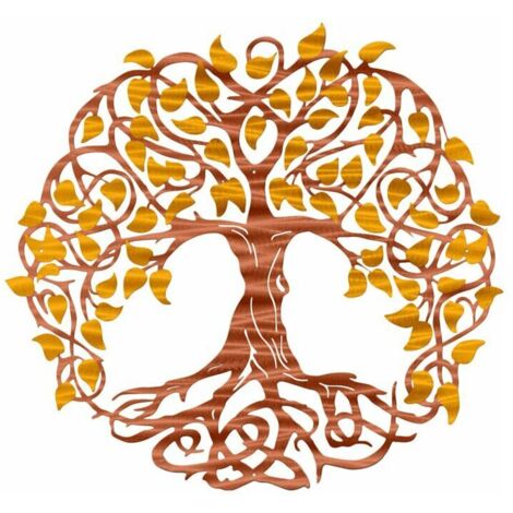Art mural en métal - Arbre de vie - Art mural en métal - 11,8" X 11,8" - Jaune