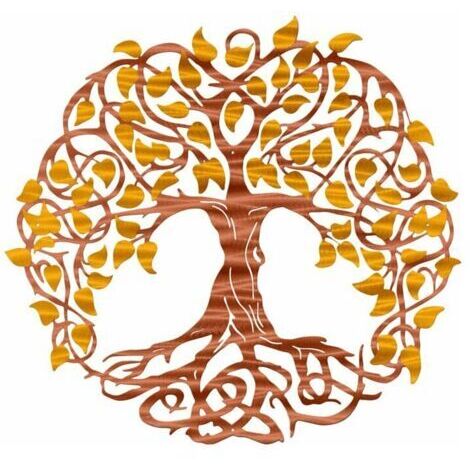 Art mural en métal - Arbre de vie - Art mural en métal - 11,8" X 11,8" - Jaune