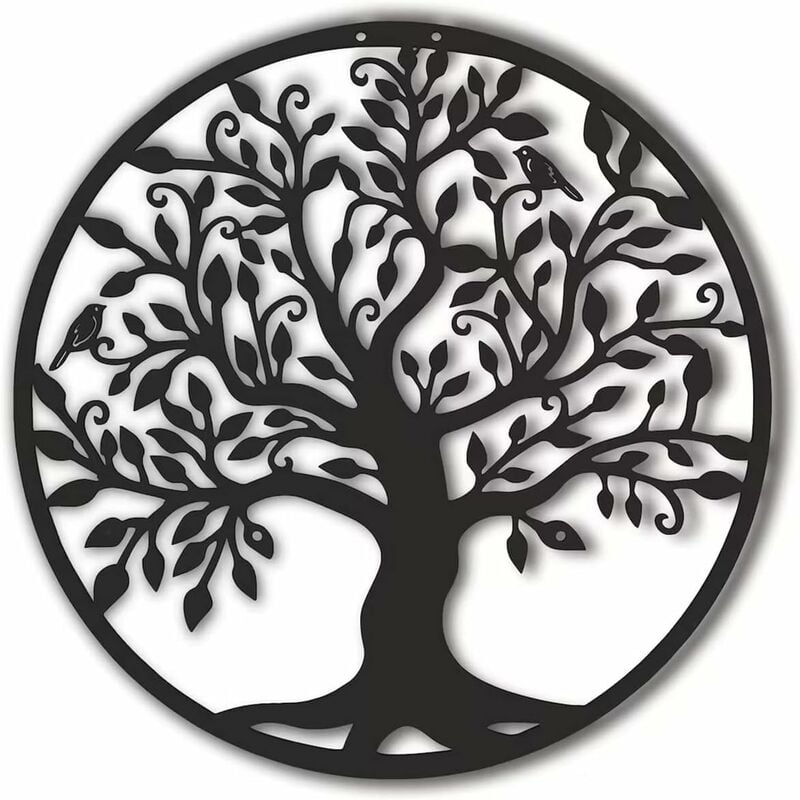 Ahlsen - Art mural en métal, arbre de vie, logo de famille d'arbre en métal, décoration murale, décoration d'intérieur (35 x 35 cm)