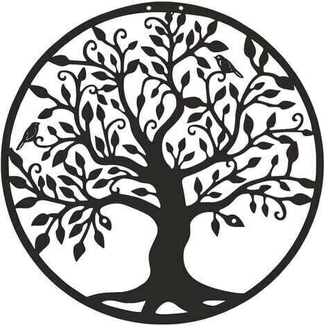 Art Mural en métal Art de l'arbre de Vie Signe de Famille Arbre en métal Décoration Murale Décoration d'intérieur Décoratif Suspendu Au Mur Décoration De La Maison Sculpture Murale Intérieure 28×28c