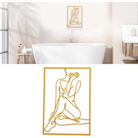 [Art mural féminin] + + [Décoration métal lignes minimaliste]