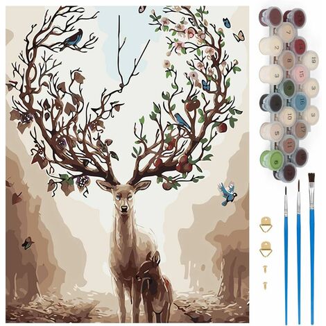 16x20inch Diamond Painting Kits - Cute Deer in Flower Adults and Children  DIY Full Diamond Cross Stitch Art Set, Ideal for Room Decor Bathroom Decor