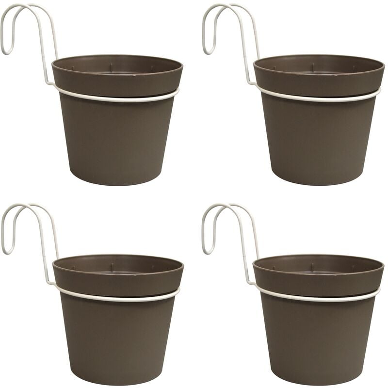 4 pots cylindriques ø 14 cm avec crochets, en polypropylène gris - Gris