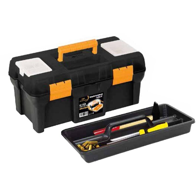 Dema - Boîte à outils en polypropylène 18' l 450 x p 238 x h 210 mm, 2 organiseurs dans le couvercle + plateau intérieur - Noir jaune