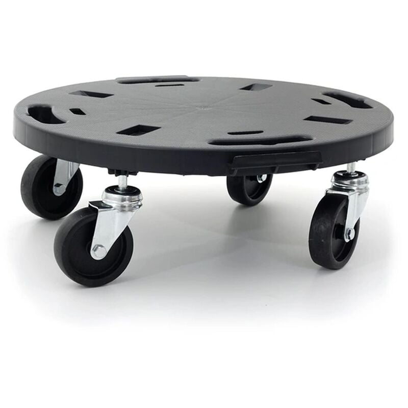 Fraschetti - Plate-forme ronde avec roues, en polypropylène. Dimensions 400x400x h 40 mm, assemblage 400x400x h 125 mm. noir - Gris foncé