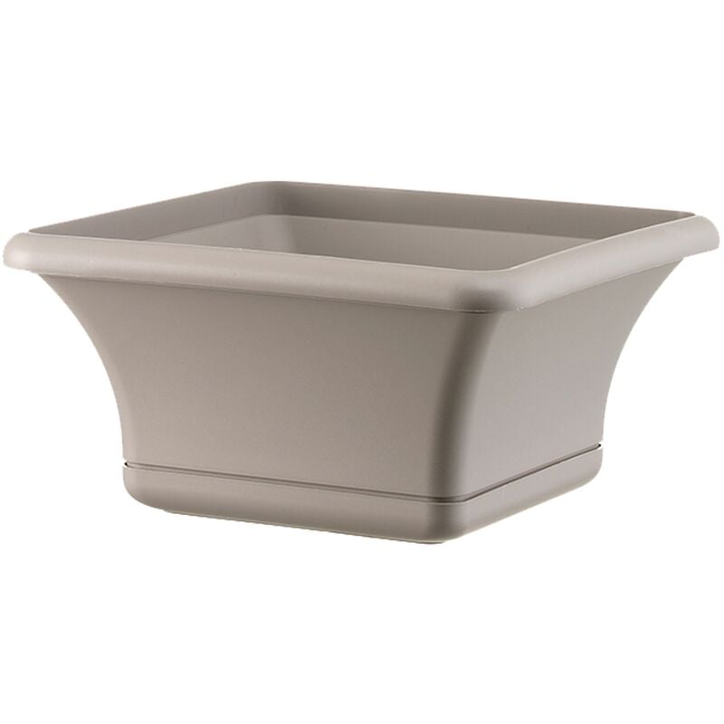 Artplast - Pot carré de 30 cm avec soucoupe grise - Gris