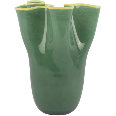 Art-pol Ruffles Vase décoratif vert 31,5 cm en verre fait main