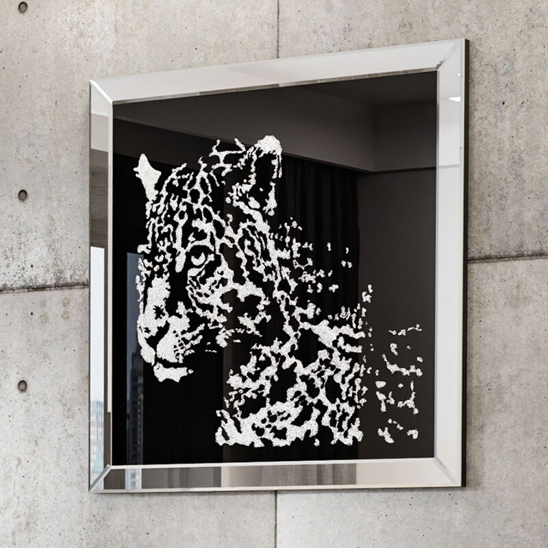 Image of Art Quadro Decorativo da Parete Leopardato Quadro con Cornice per Camera da Letto Quadro Casa Moderno con Vetro Diamante Brillanti 60cm