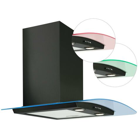 ART28381 60CM BLACK CURVED GLASS LED COOKER HOOD