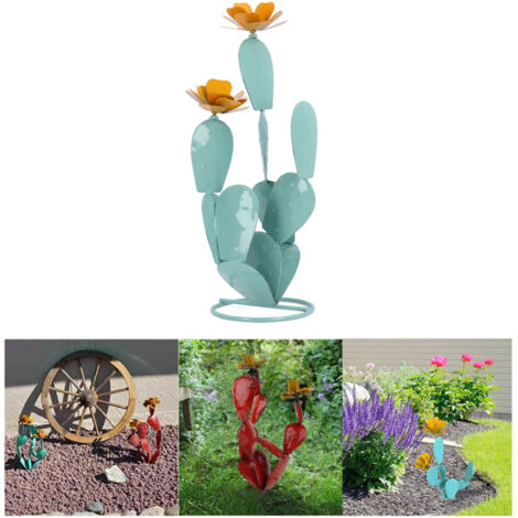[Arte de cactus de hierro] + Escultura de nopal + Decoración de jardín [Fácil instalación, duradero]