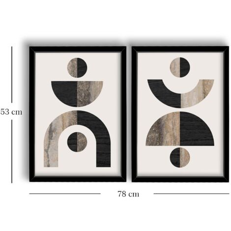 Arte de pared de MDF con marco Painting Marrón Mink Blanco Negro