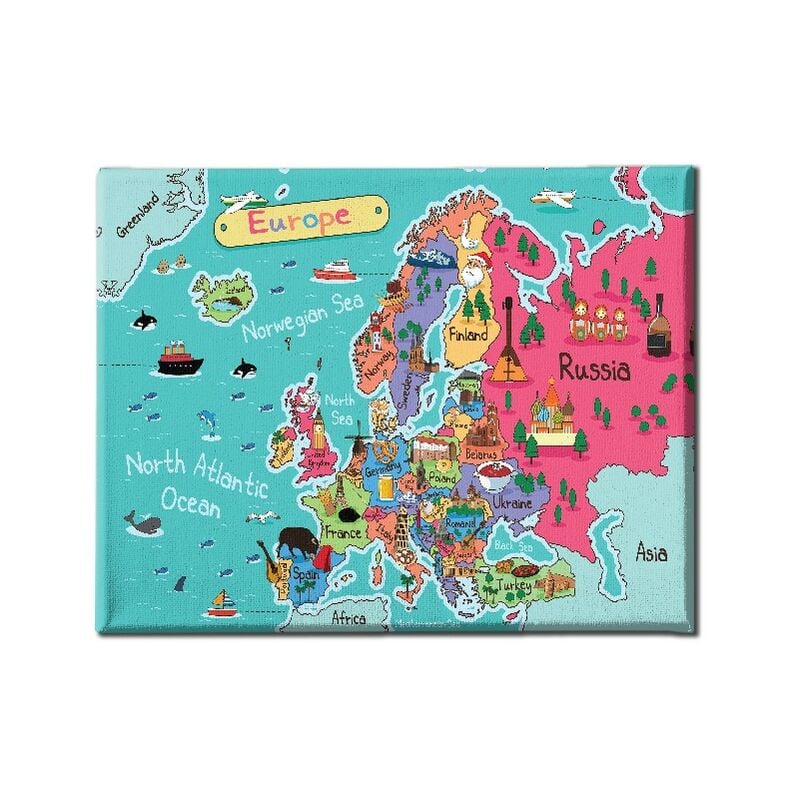 

Homemania - Cuadro World - Mapa - para la sala de estar, habitacion - Multicolor en Poliester, madera, 100 x 3 x 70 cm