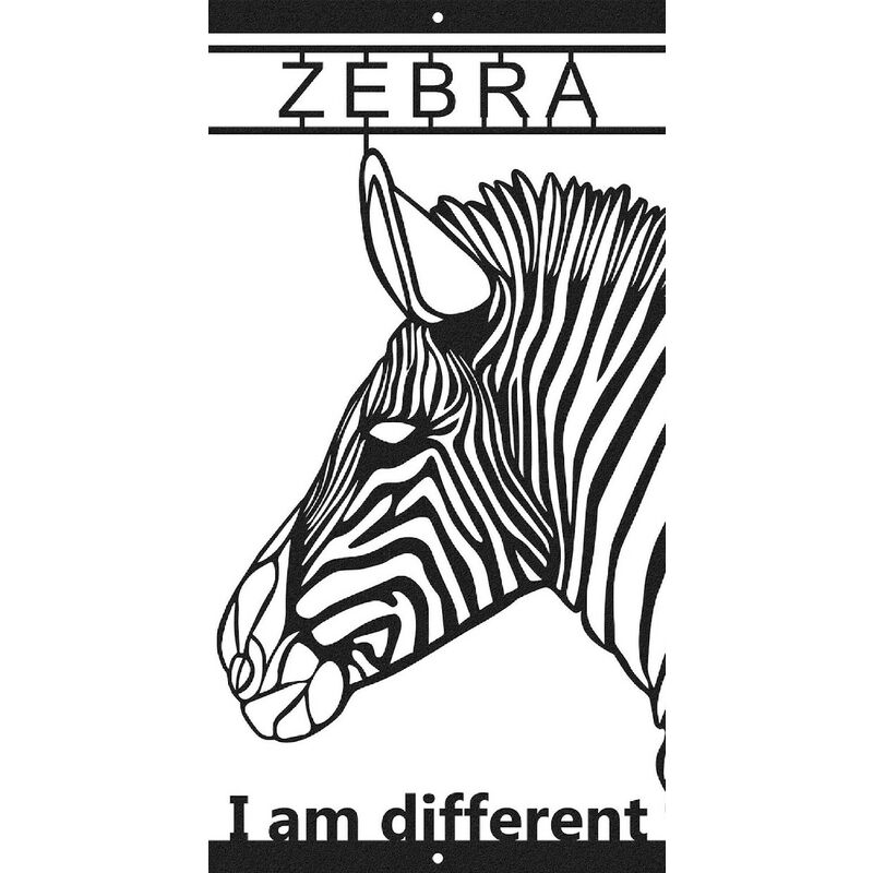 

Decoracion de la pared Zebra - Pared de Arte Mural - Citas - para la sala de estar, la habitacion - Negro en Metal, 50 x 0,16 x 34 cm