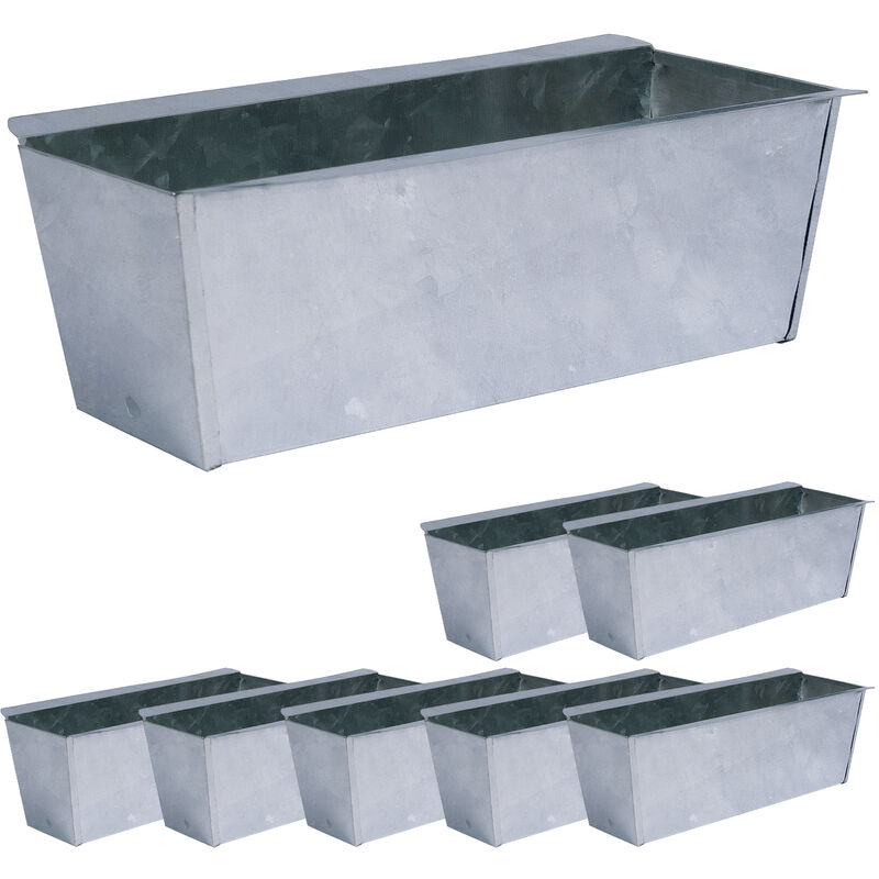 Lot de 8 Jardinières Palette, Métal Zinc, 36x9x12cm, Trous de drainage / Jardin - Zinc - Artecsis