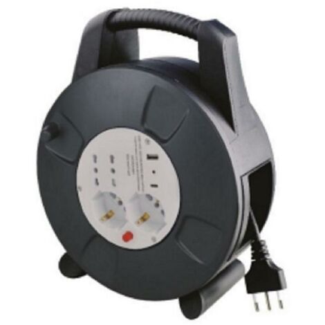 Arteleta avvolgicavo 2 univ+2 bipasso+2 usb 15mt cavo 3x1,5 rl.415