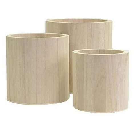 Artemio 14001928 - Vaso Rotondo da Decorare, in Legno, 13 x 13 x 13 cm, Colore: Beige