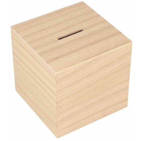 Artemio 14003411 Porcellino Salvadanaio in Legno Quadrato