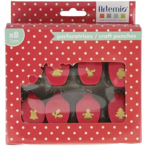 Artemio – 8 Mini perforatrici Kit di Natale, plastica, Multicolore