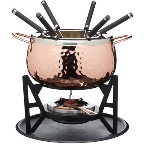 Artesa Fondue-Set de Fondue-Finish de Kupfergeprägt in Box de Geschenk, Edelstahl, 6 Personen
