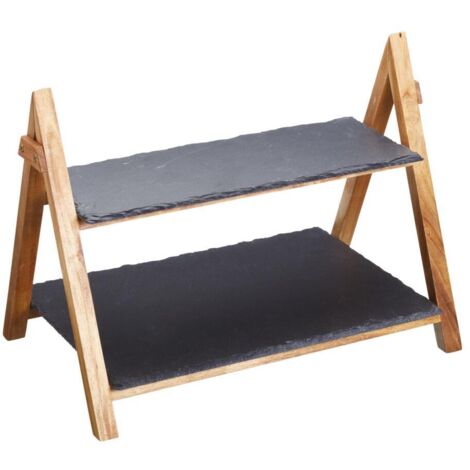 Artesa Kuchenteller aus Akazienholz, 2-stöckig, elegant