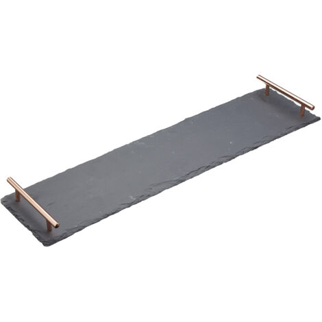 Artesa Tablett de Schiefer mit Griffen mit Kupferoberfläche, zum Servieren von Sandwiches und Vorspeisen, 60 x 15 cm