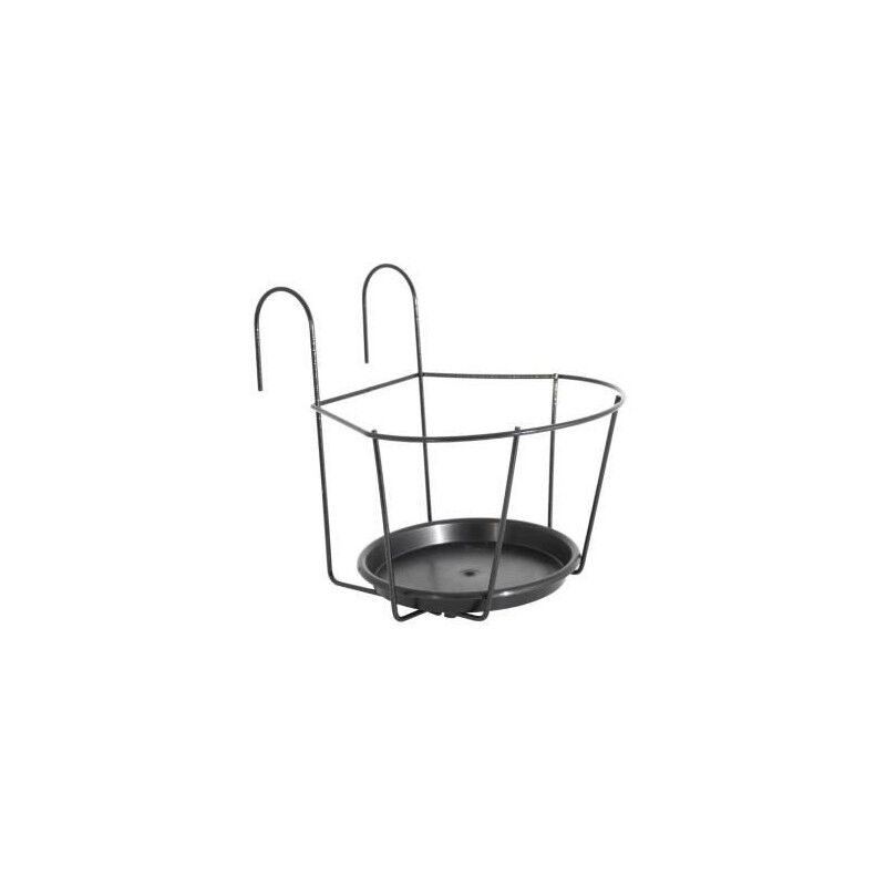 Porte-Pot pour balcon avec Soucoupe - 25 x 25 cm - Gris anthracite - Artevasi