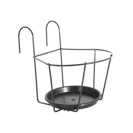 ARTEVASI Porte-Pot pour balcon avec Soucoupe - 25 x 25 cm - Gris anthracite