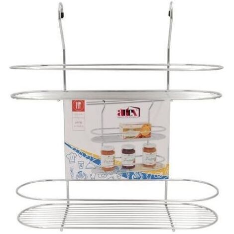 Artex Mensola Portabarattoli a 2 Piani per Barra da Cucina Realizzata in Filo di Metallo Cromato